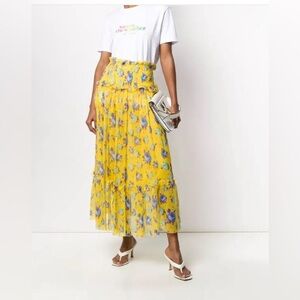 Smocked-Waist Crinkle-Chiffon Skirt